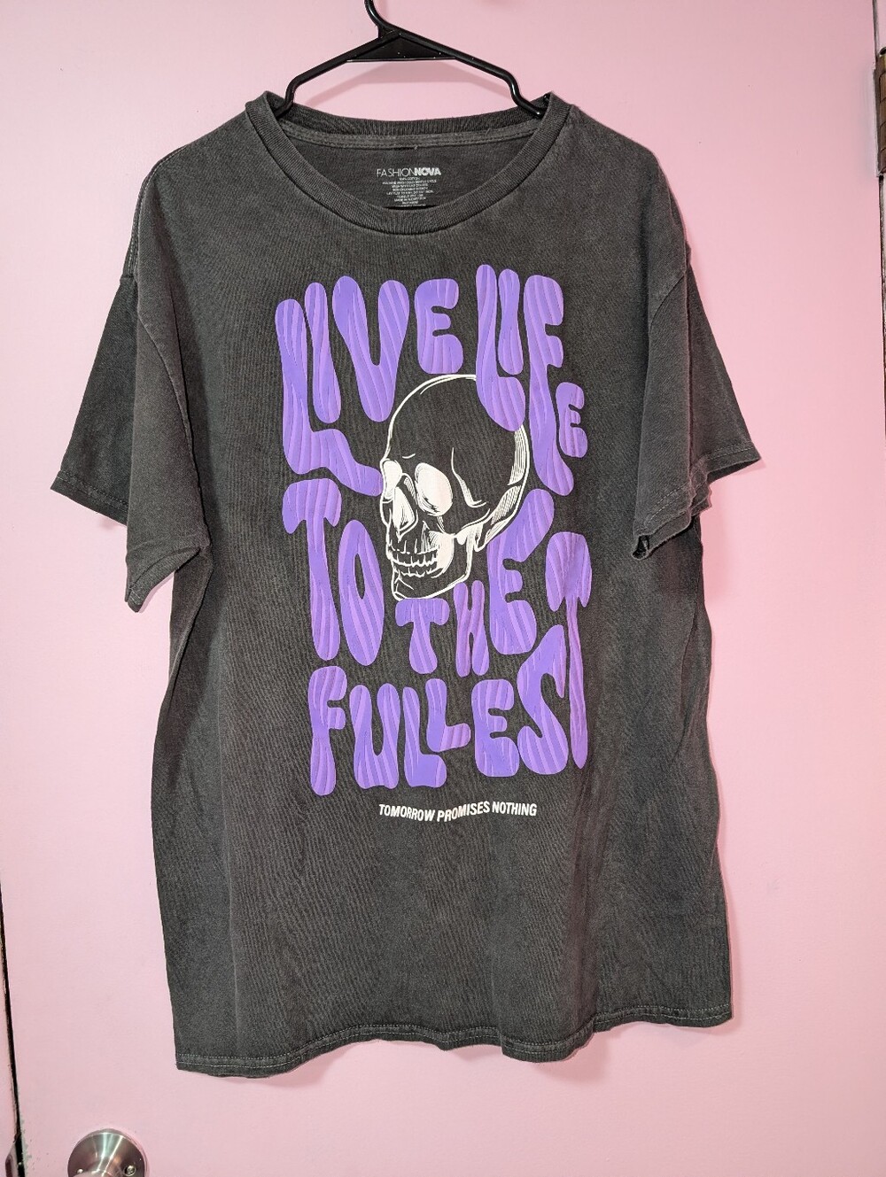 Oversized Live Life To The Fullest Puffy Print T-Shirt